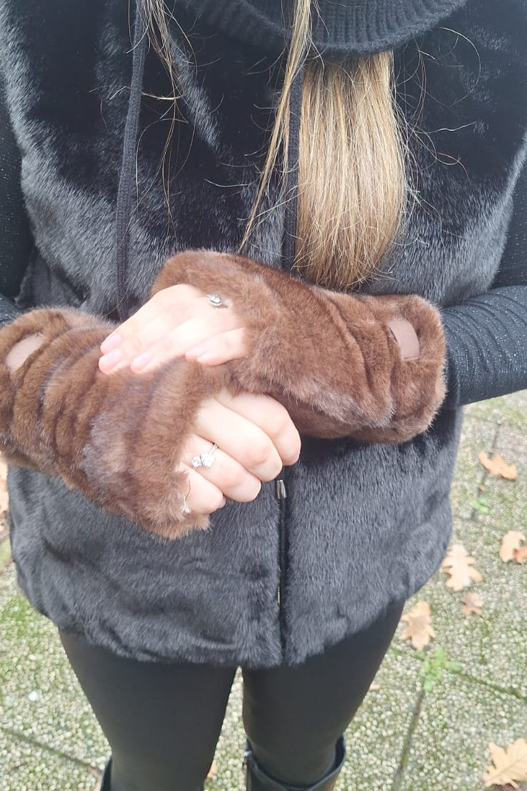 GUANTO ECOPELLICCIA SENZA DITA