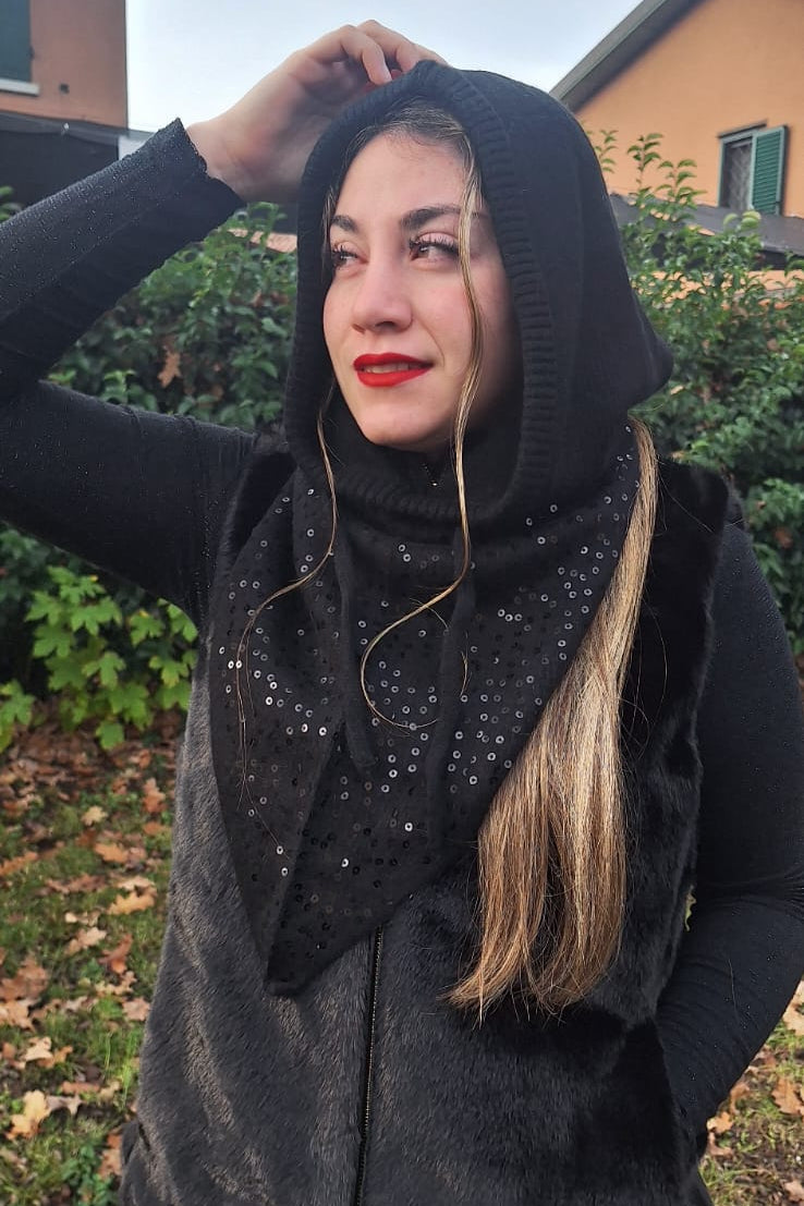 BALACLAVA LANA CON PAILETTES NERO