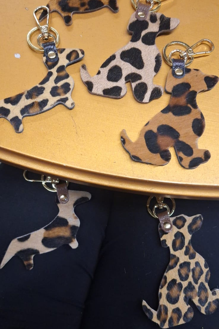 CHARMS/PORTACHIAVI PELLE DOG MACULATO