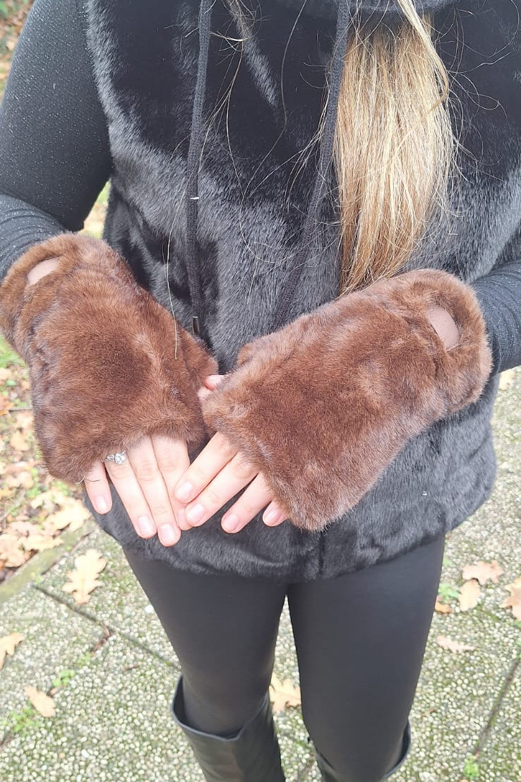 GUANTO ECOPELLICCIA SENZA DITA