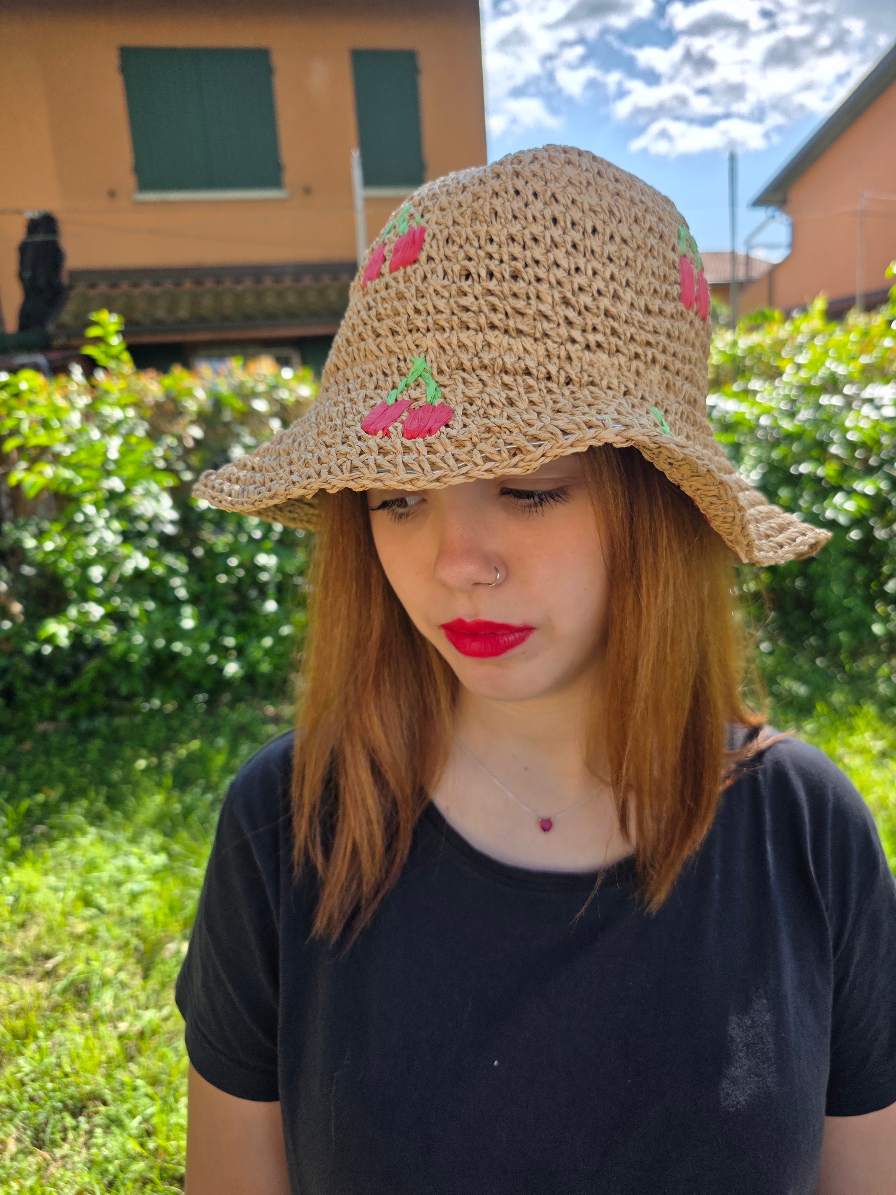 CAPPELLO RAFFIA CILIEGE