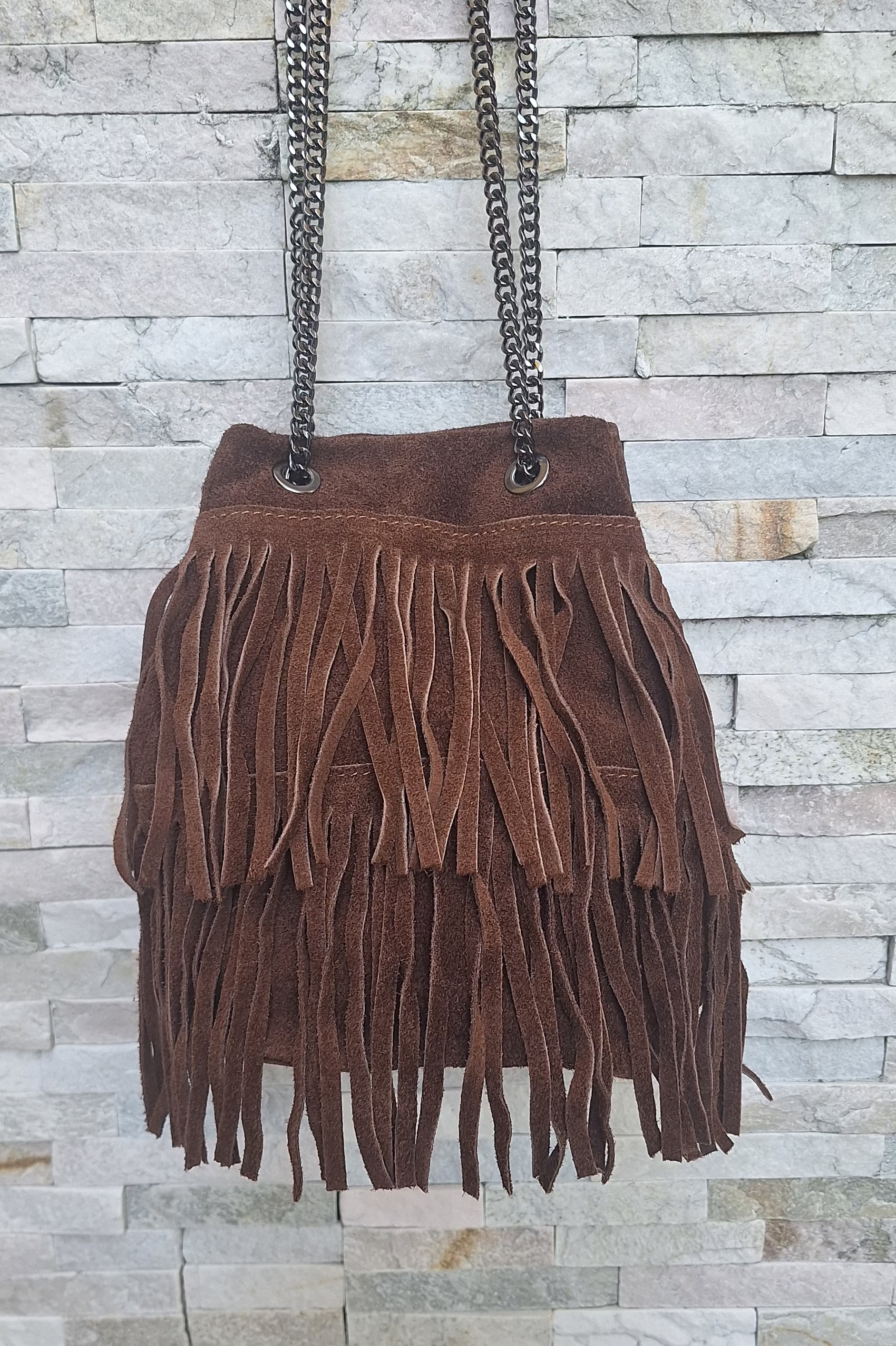 SECCHIELLO VERA PELLE FRANGE