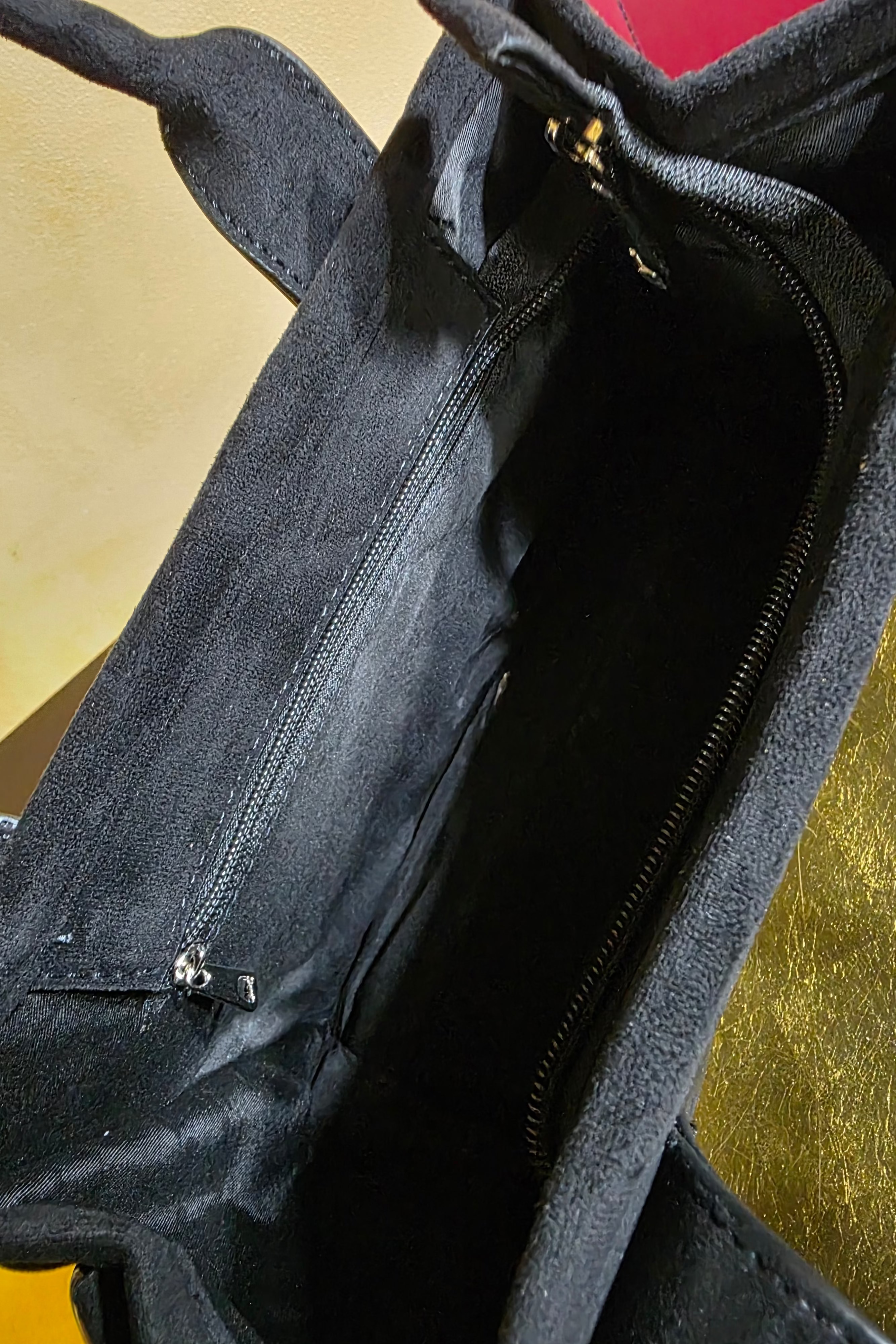 BORSA SHOPPING PICCOLA CAMOSCIO NERO