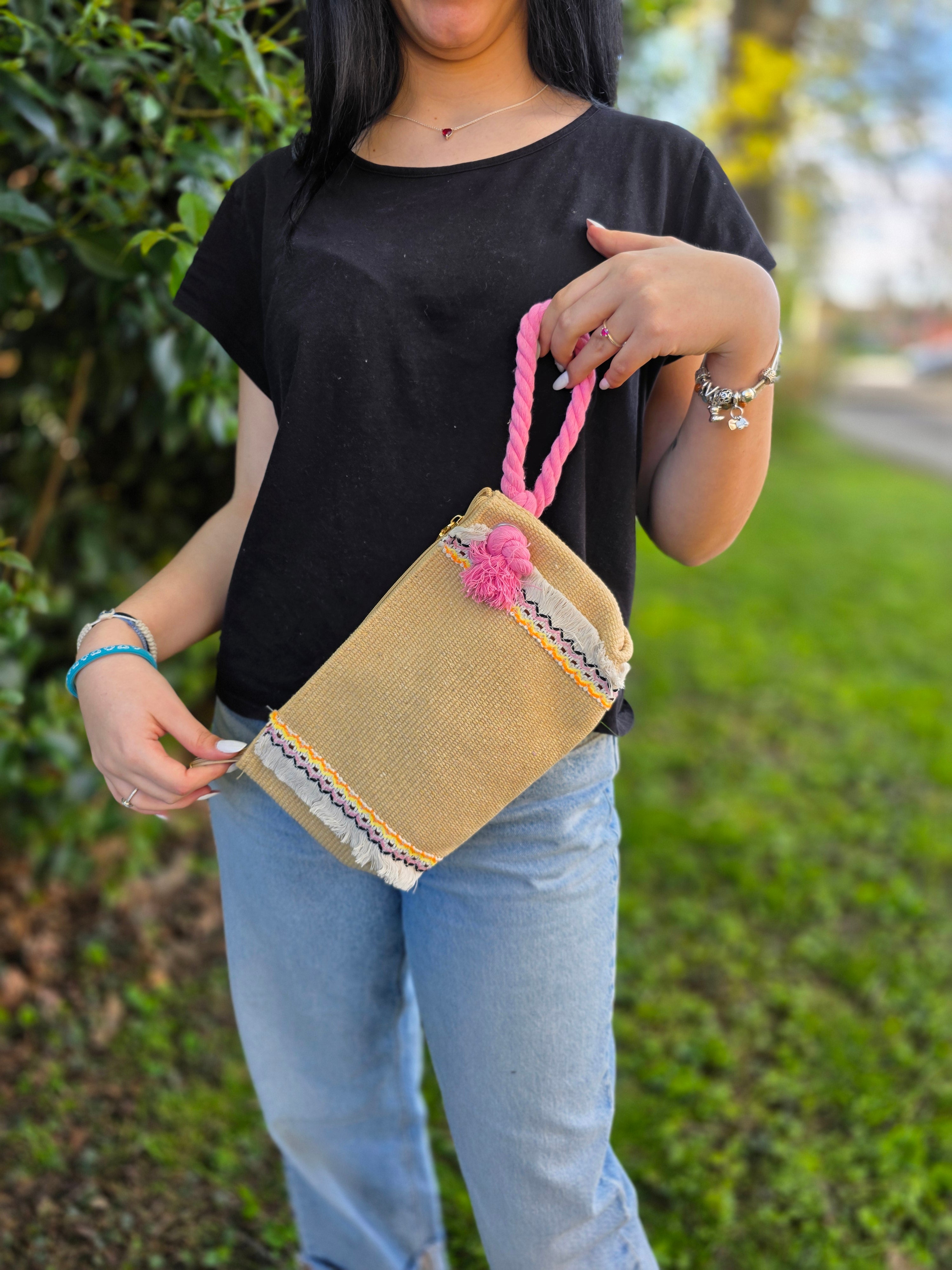 POCHETTE JUTA CON LACCIO