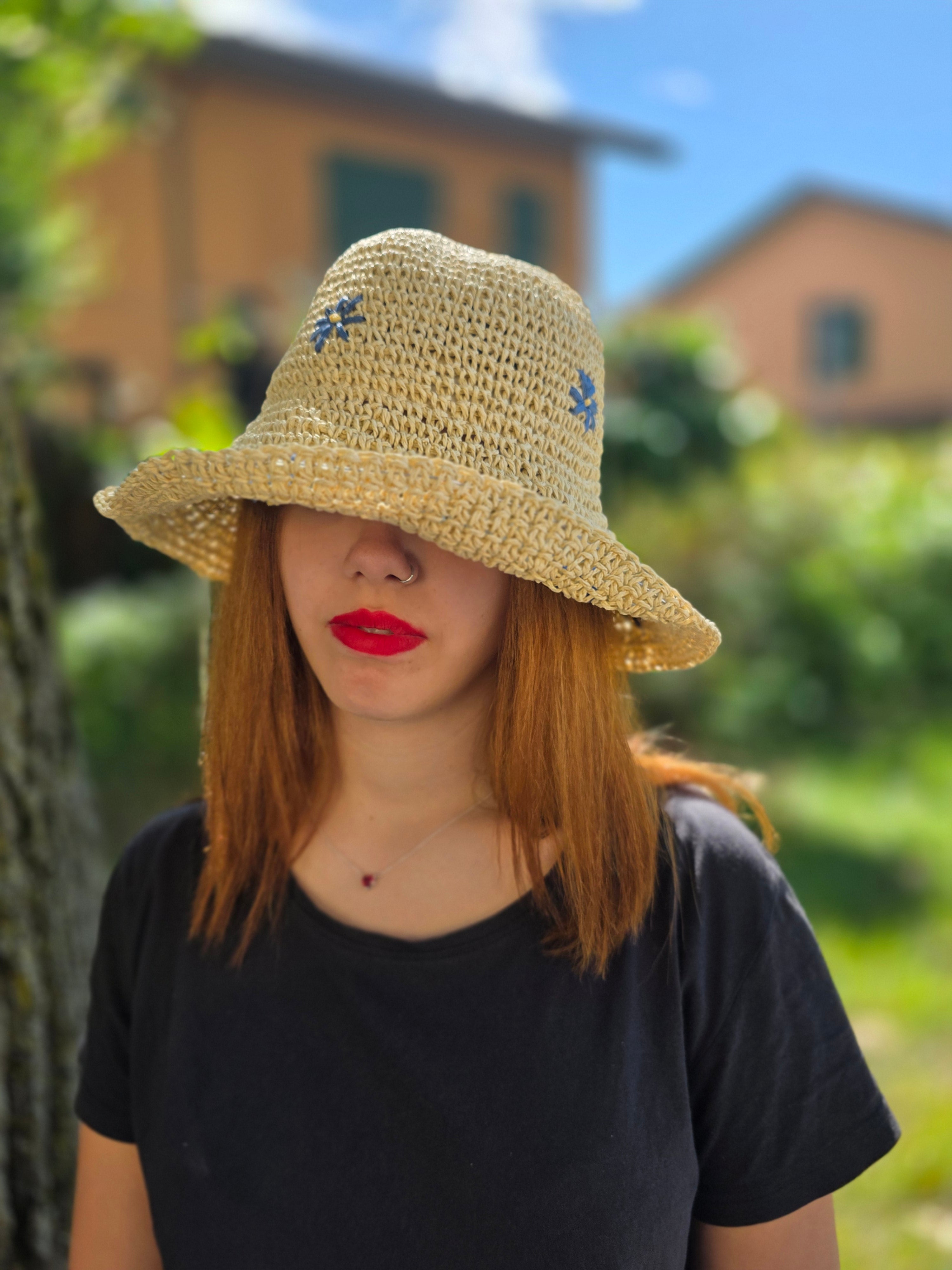 CAPPELLO RAFFIA FIORE