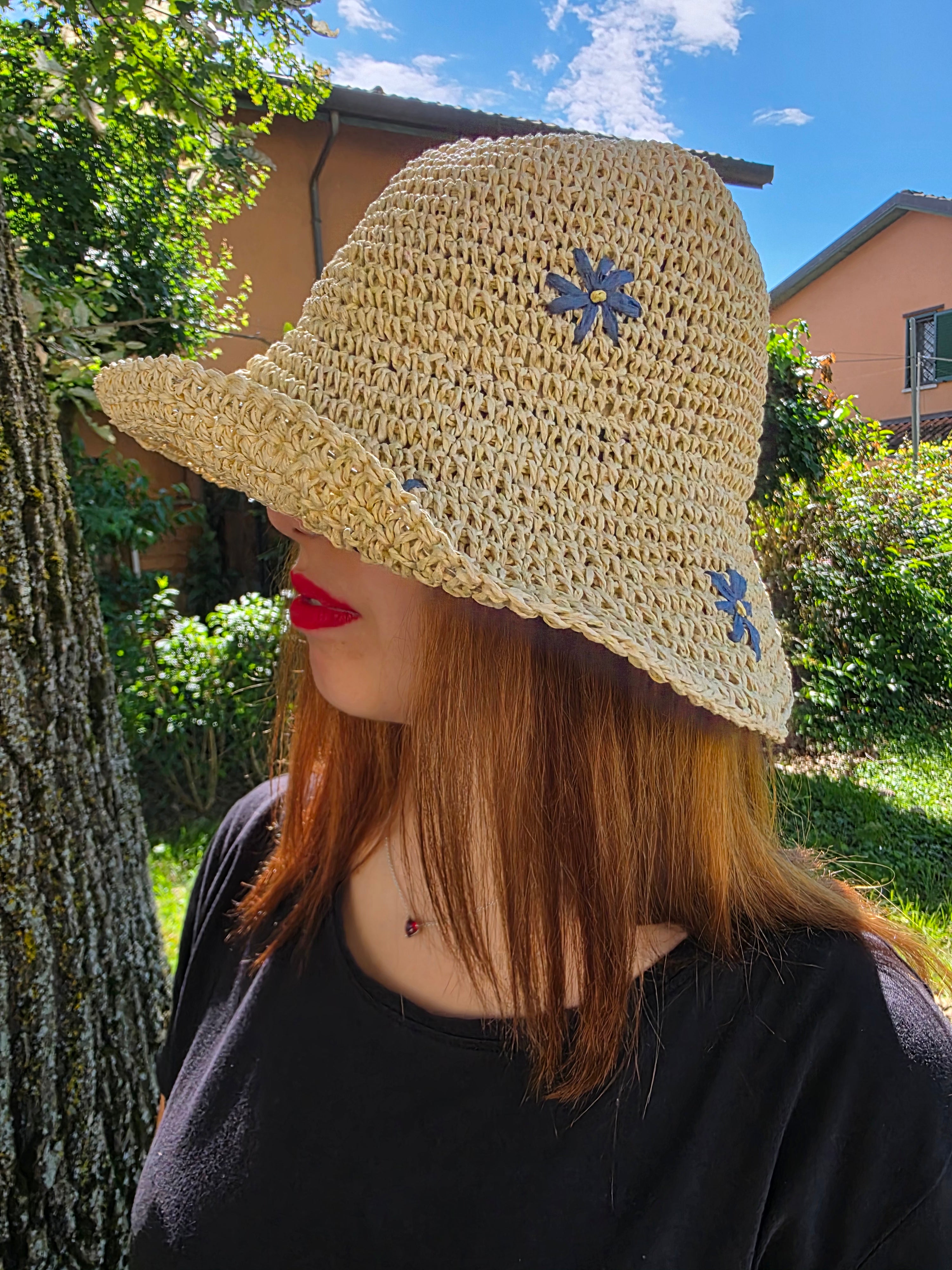CAPPELLO RAFFIA FIORE