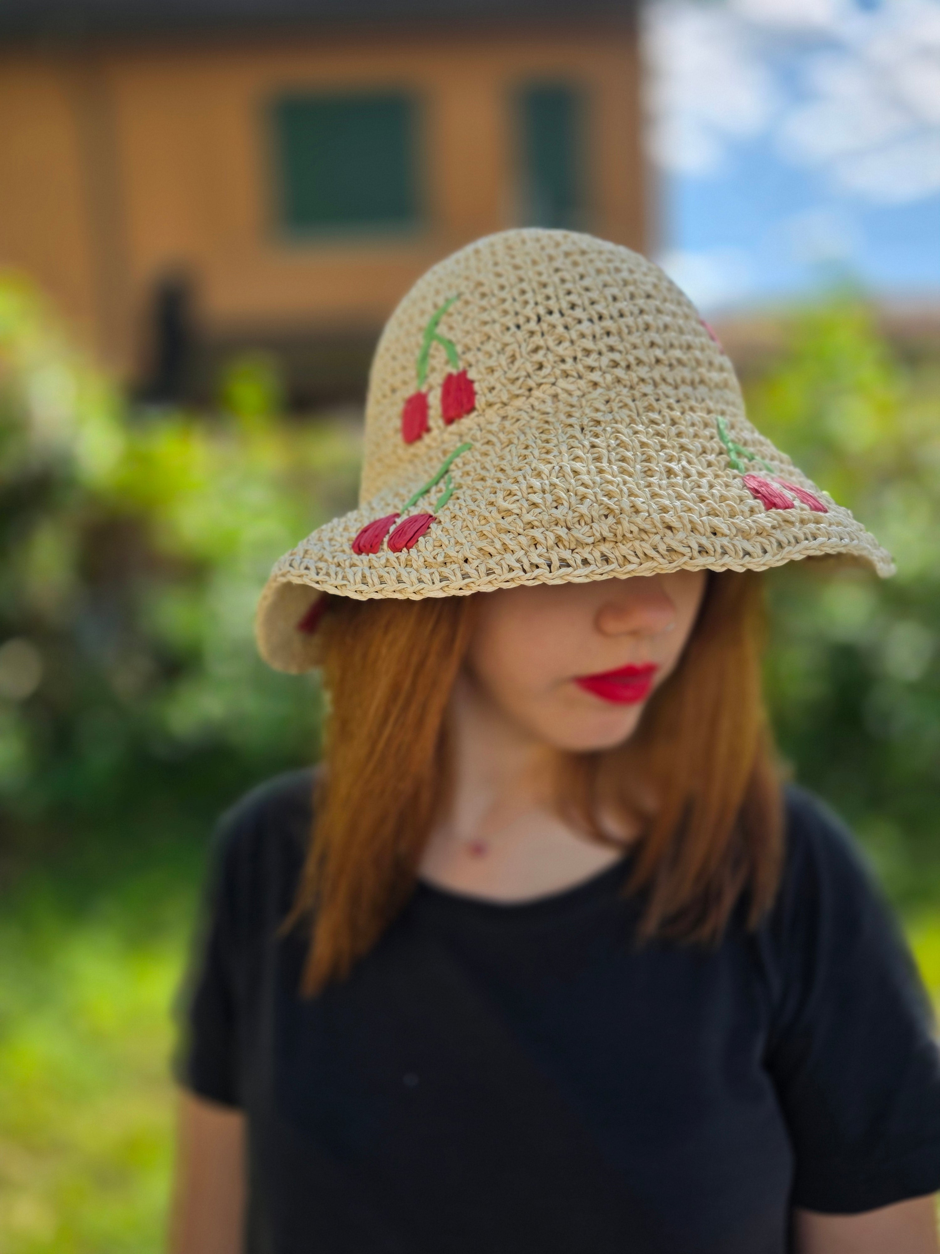CAPPELLO RAFFIA CILIEGE