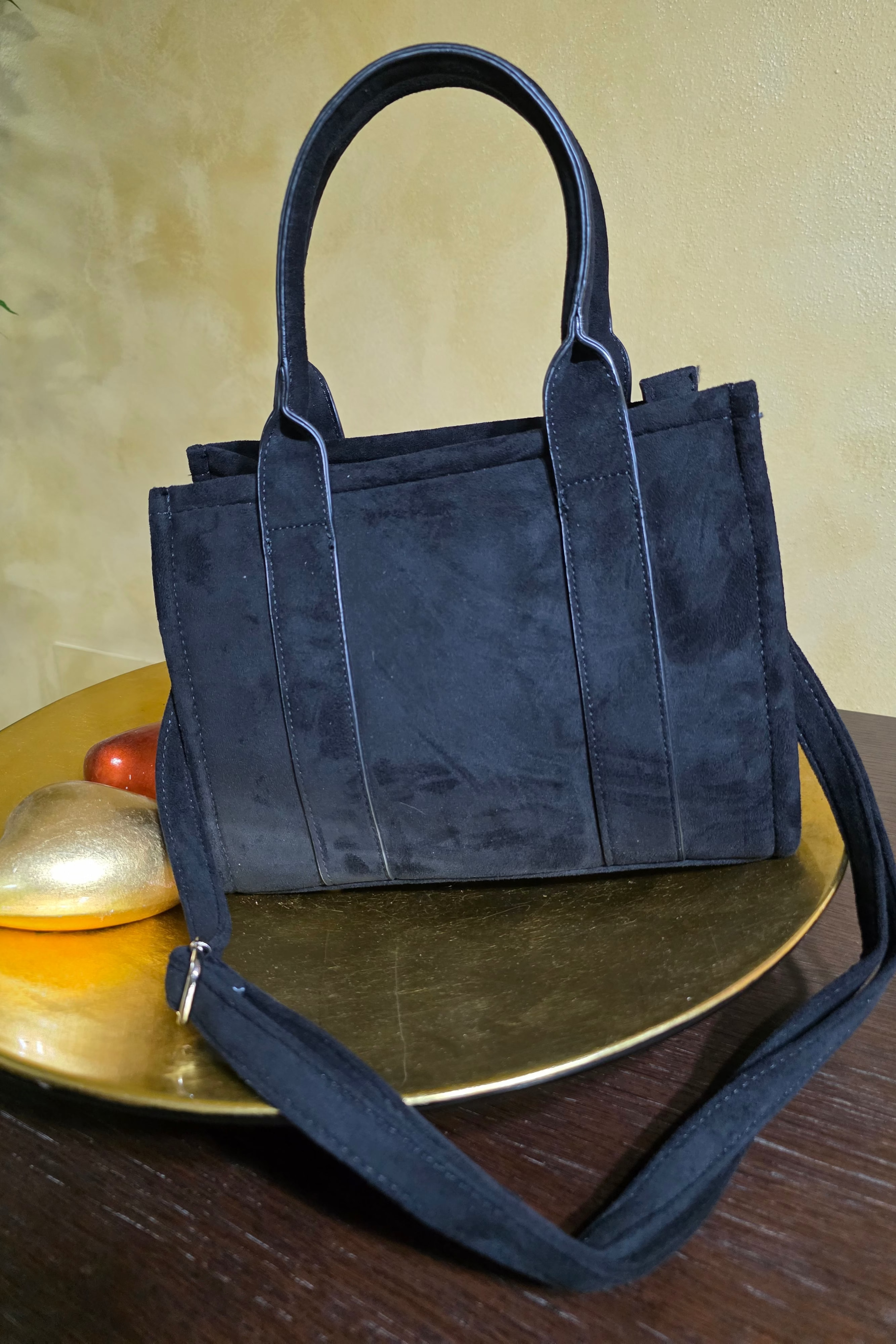 BORSA SHOPPING PICCOLA CAMOSCIO NERO