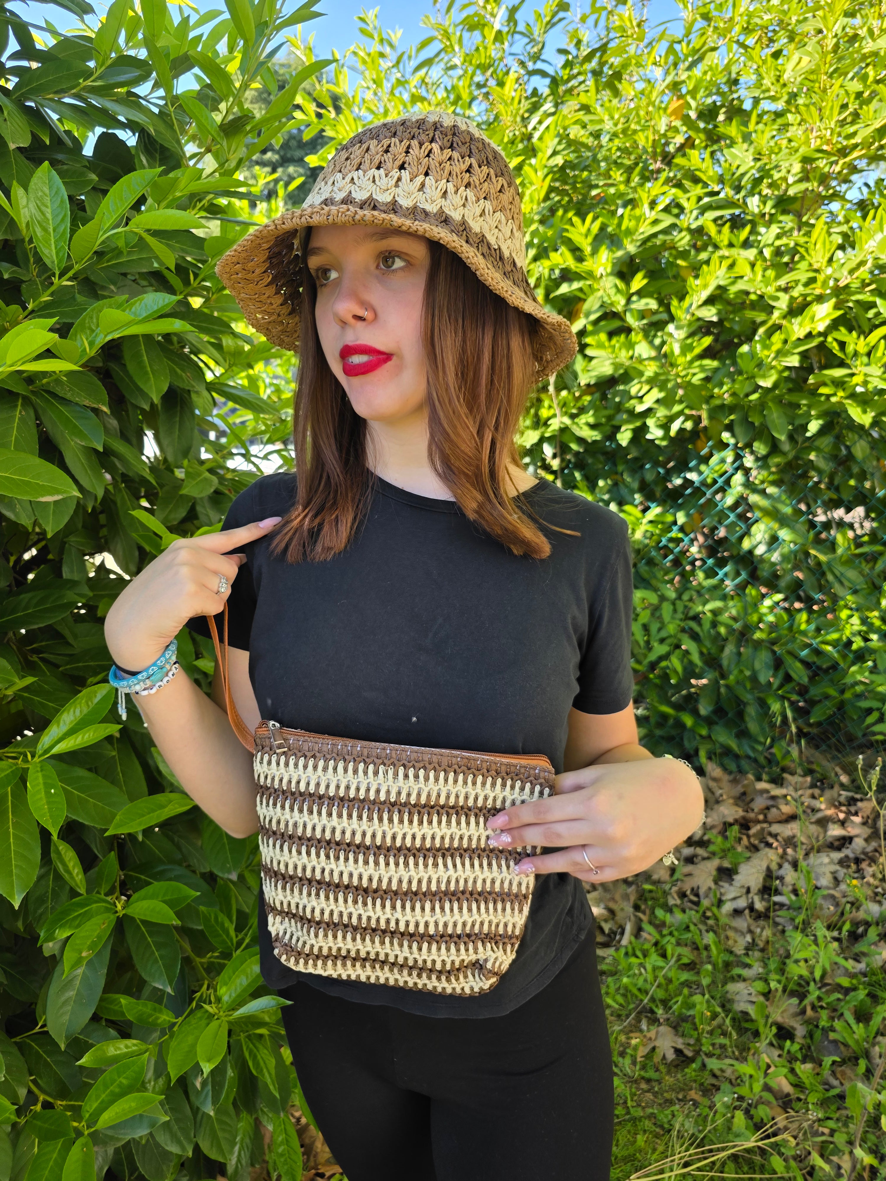 POCHETTE RAFFIA MULTICOLOR LACCIO