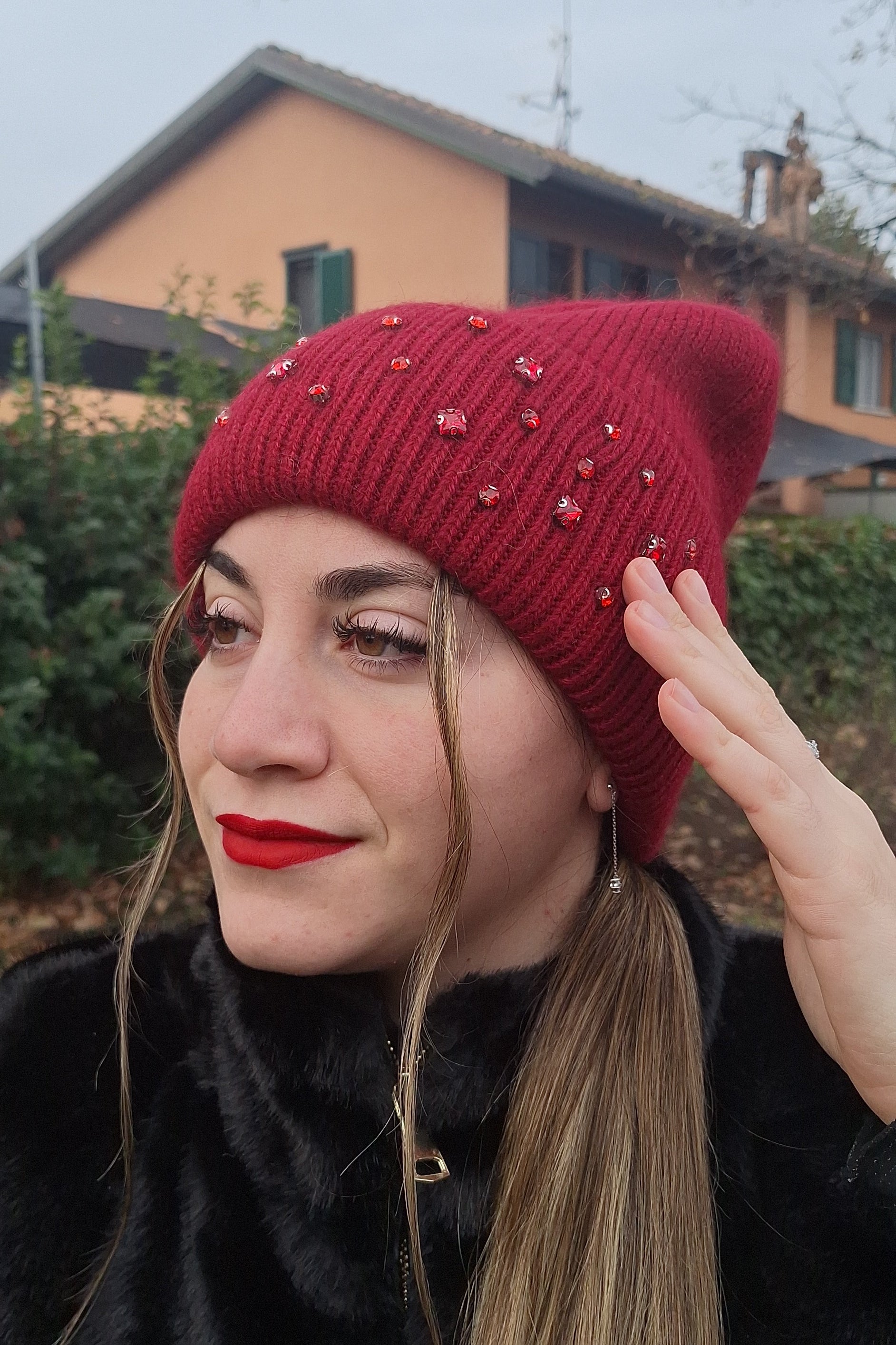 CUFFIA LANA RIVOLI ROSSA