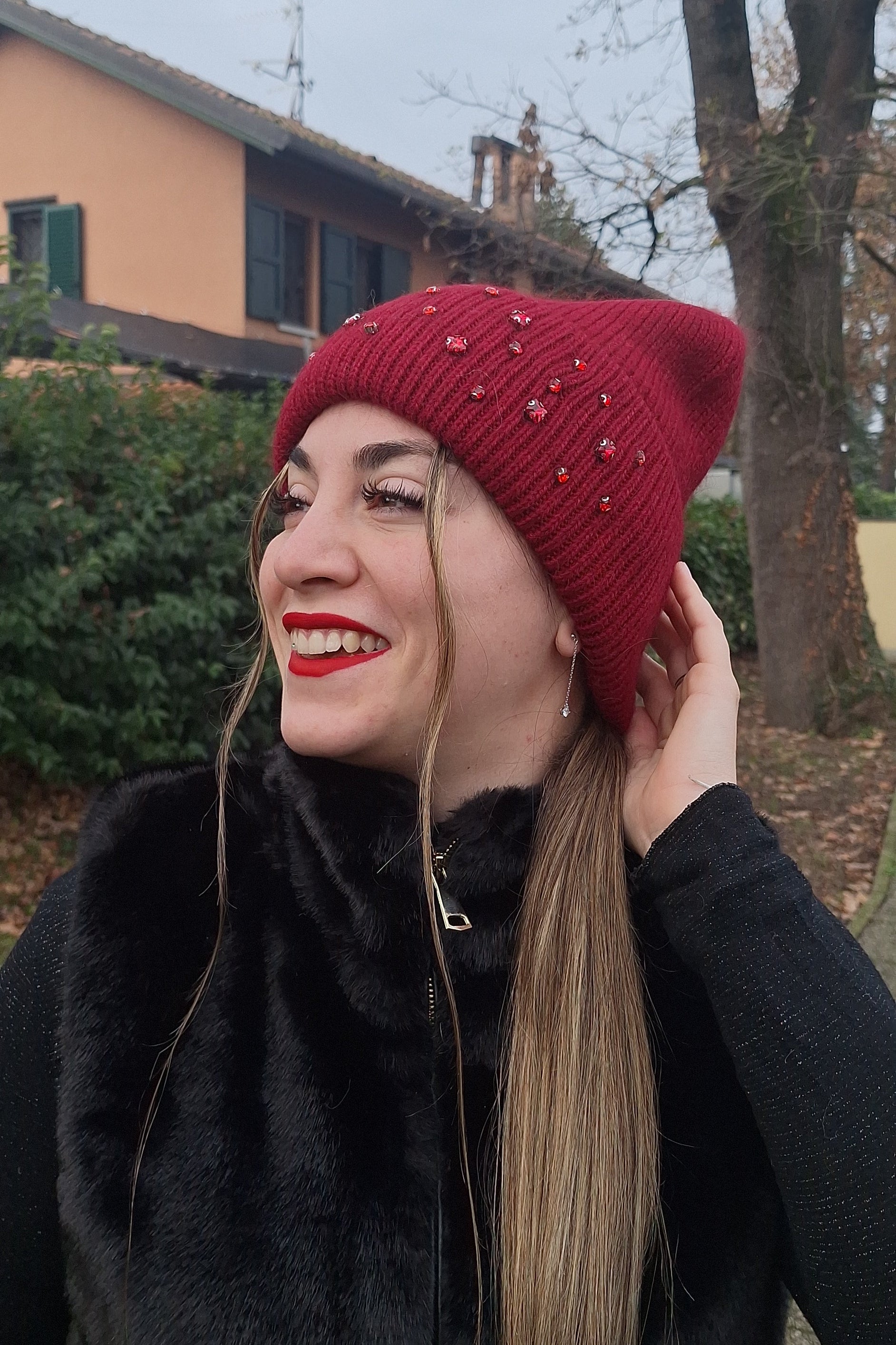 CUFFIA LANA RIVOLI ROSSA