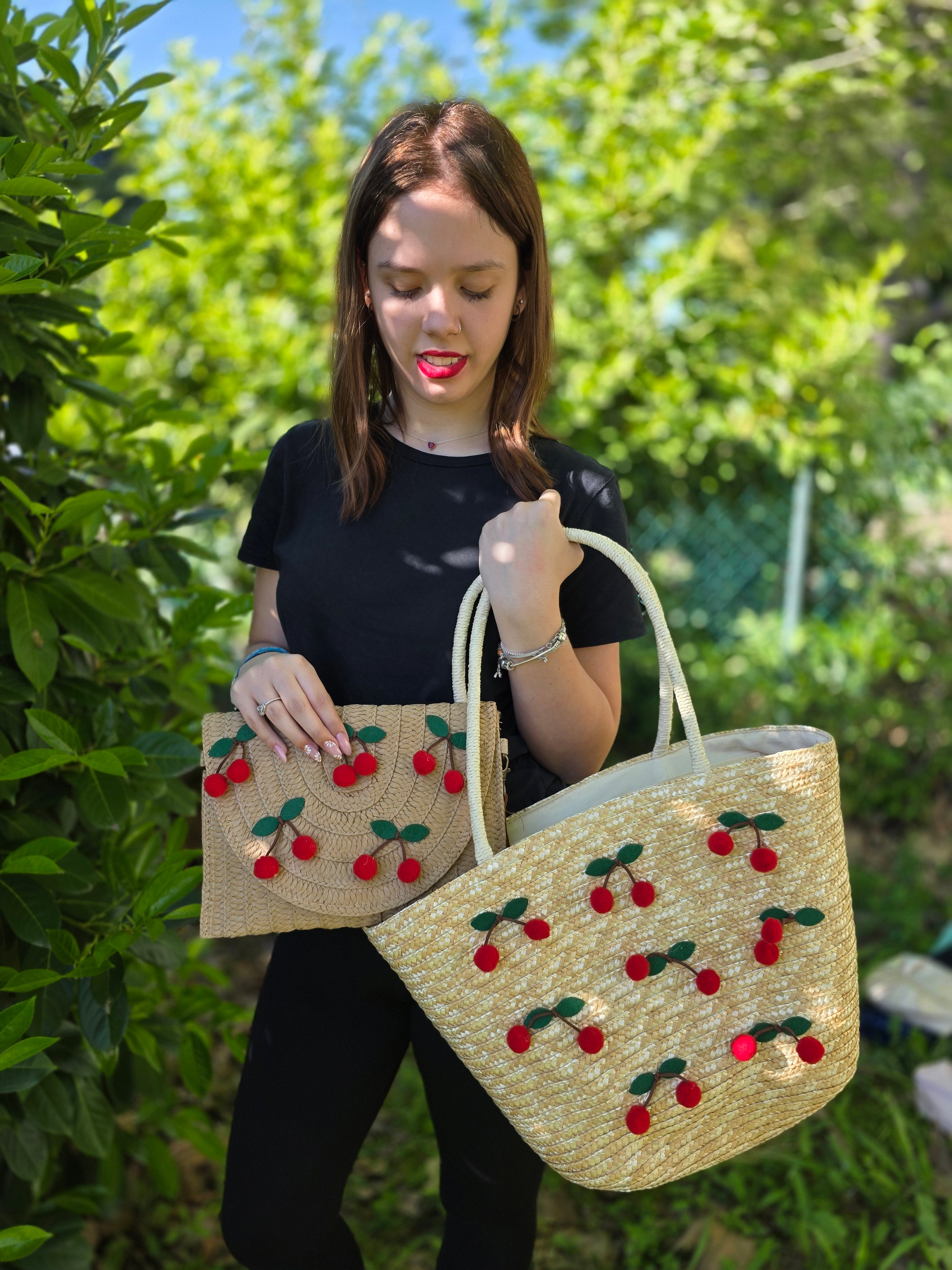 BORSA PAGLIA CILIEGE