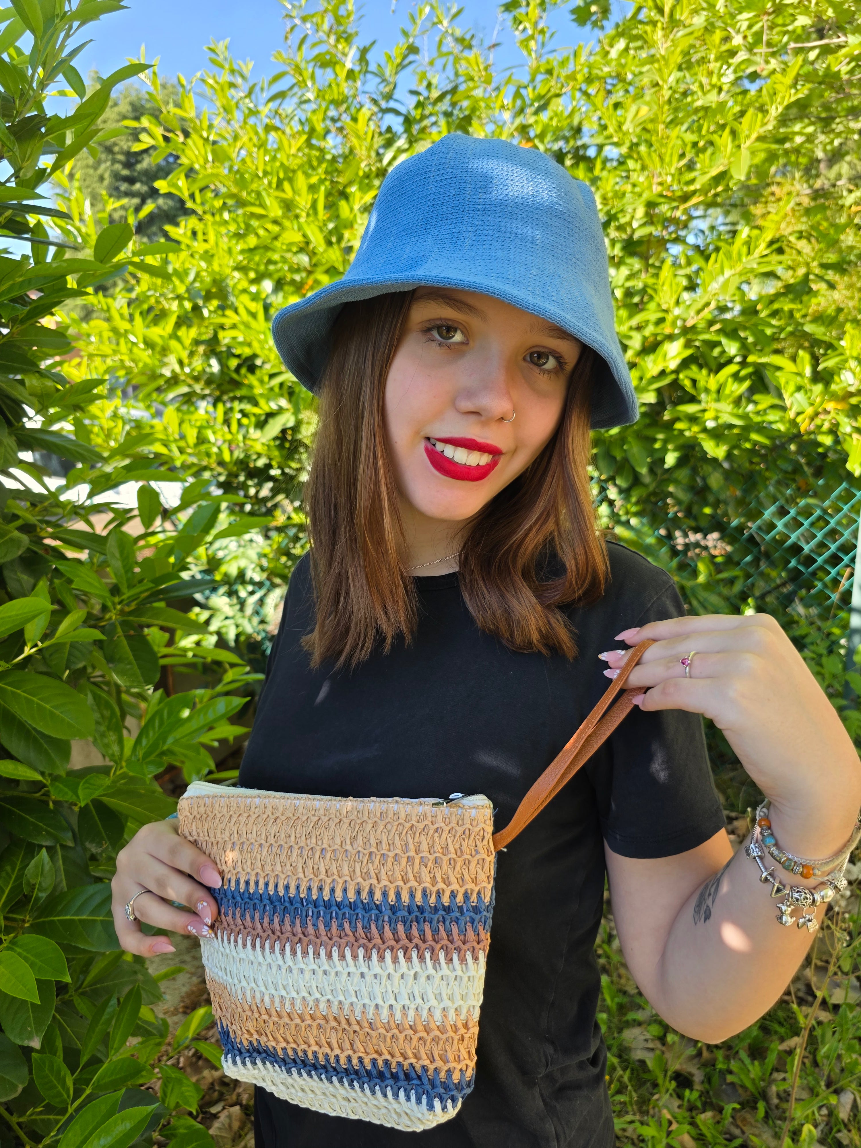 POCHETTE RAFFIA MULTICOLOR LACCIO