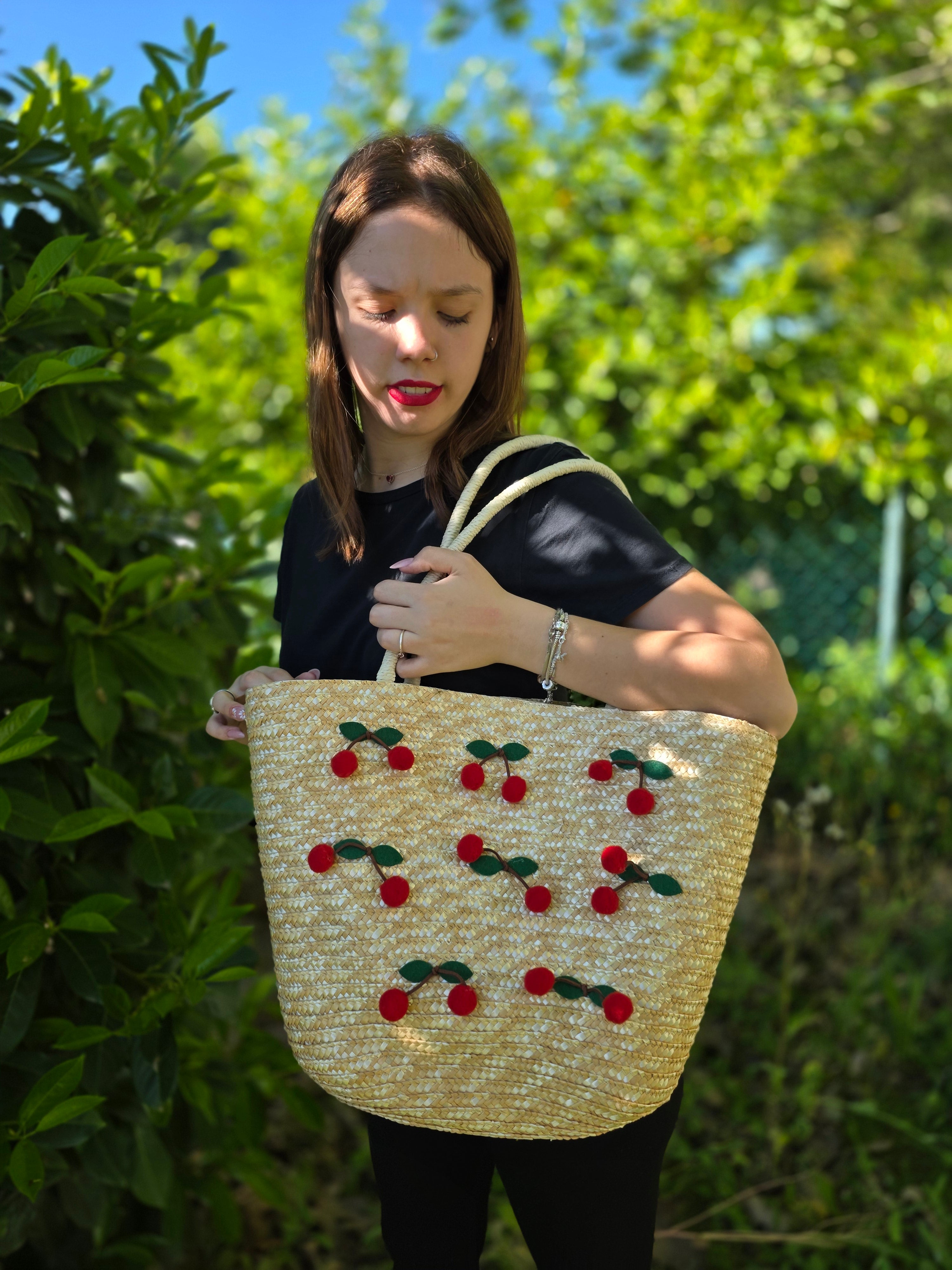BORSA PAGLIA CILIEGE
