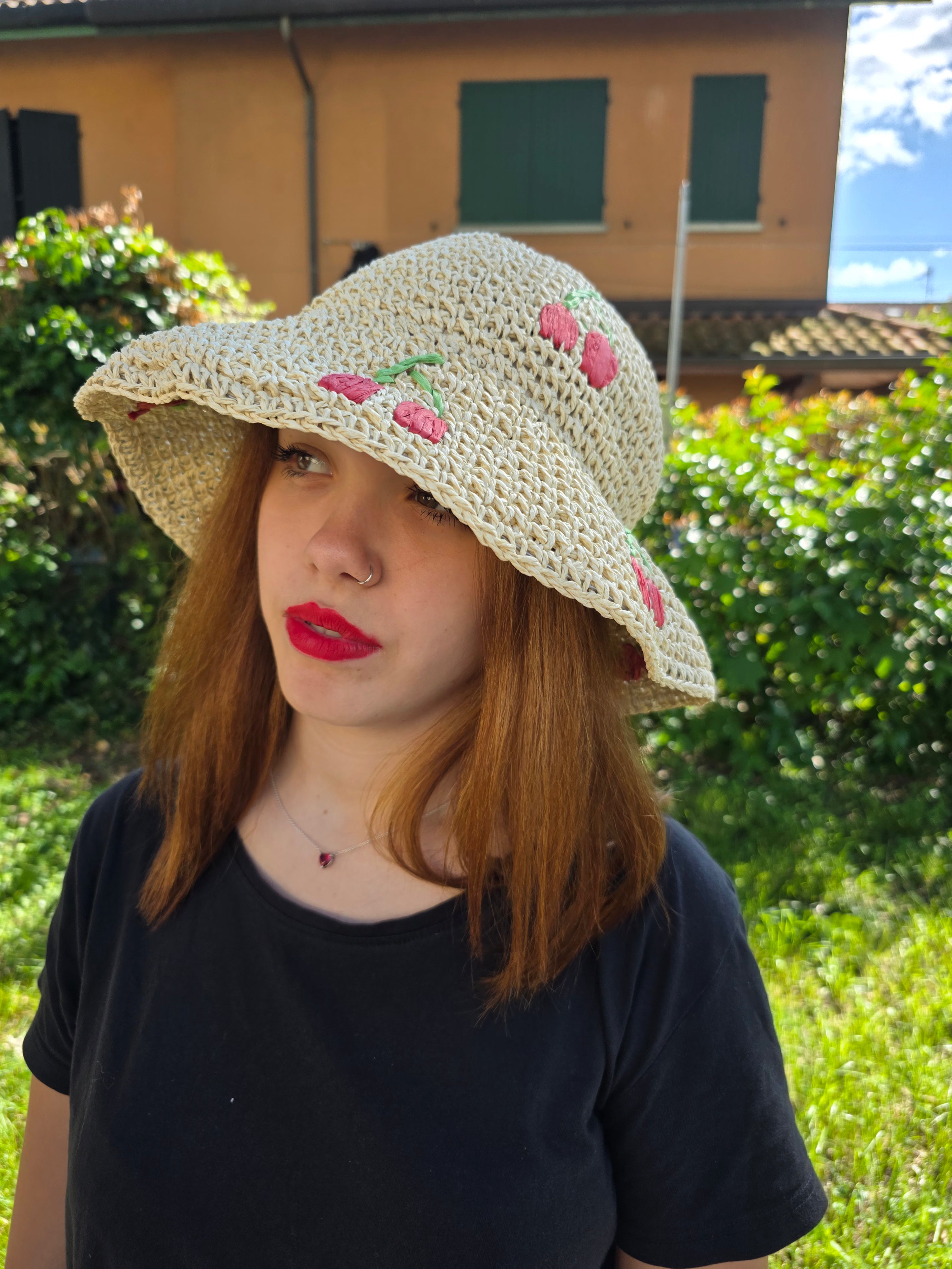 CAPPELLO RAFFIA CILIEGE