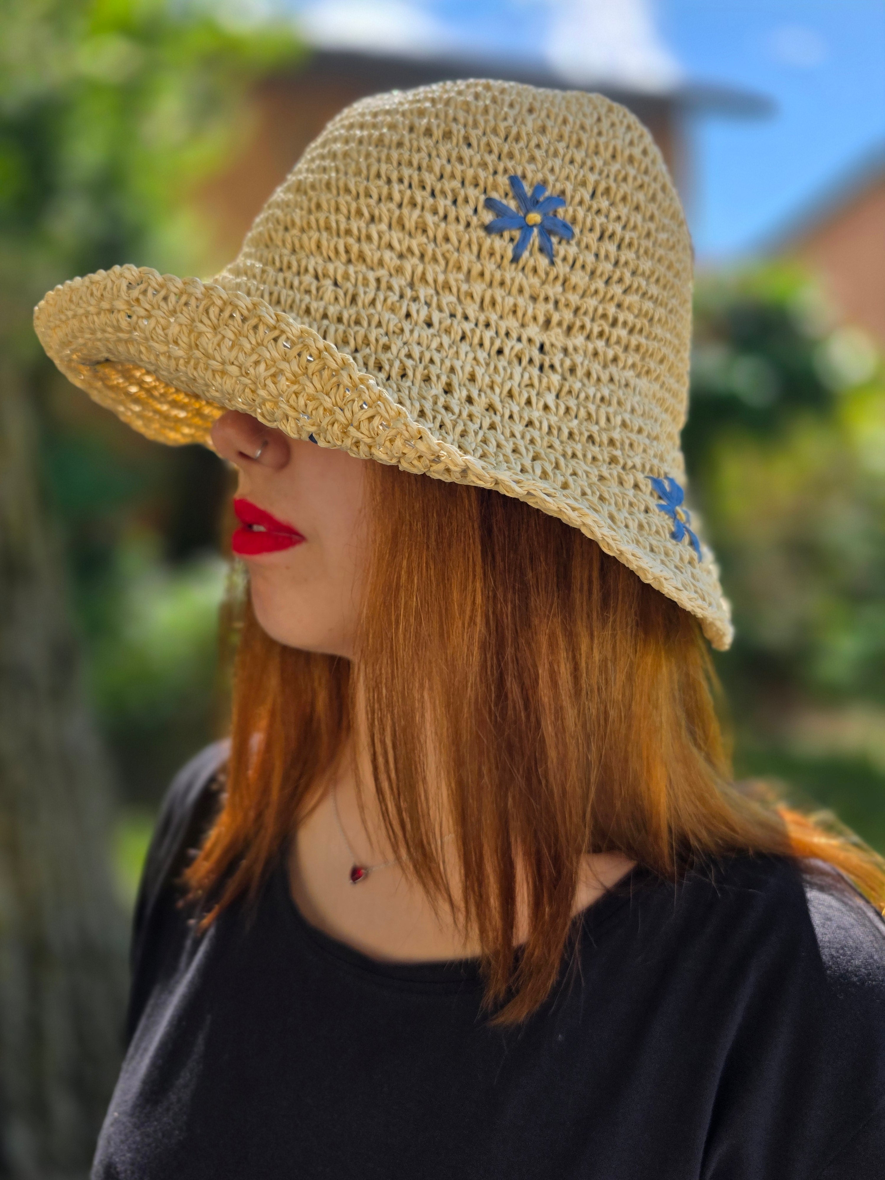 CAPPELLO RAFFIA FIORE